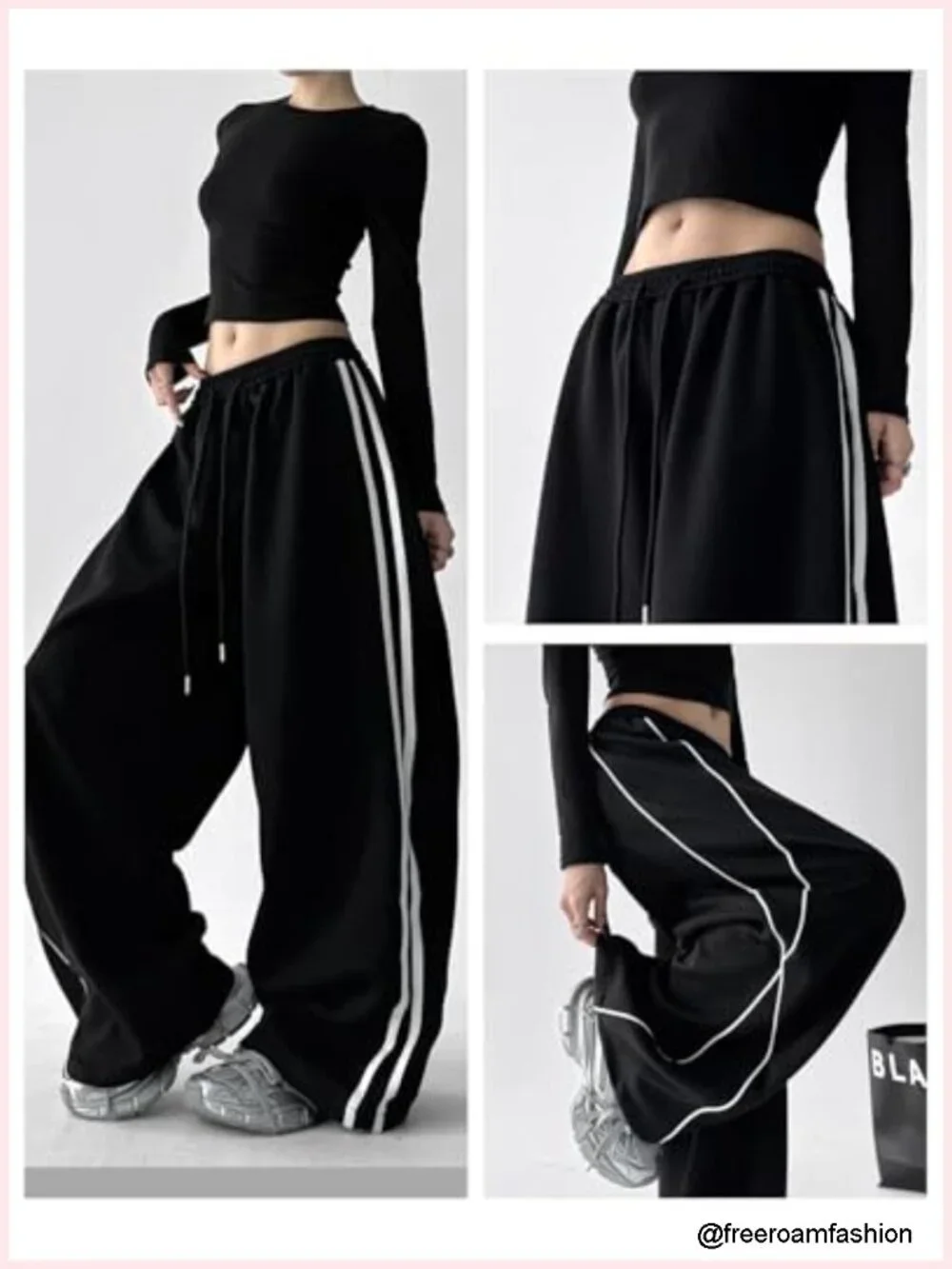 Y2K Wide Leg Baggy Joggers Drawstring Trousers Streetwear Pants